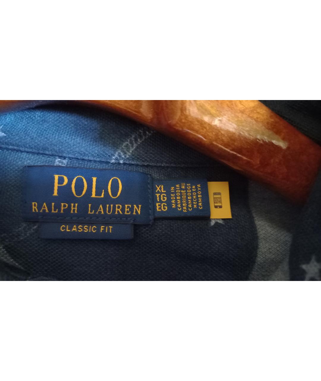 POLO RALPH LAUREN Синее хлопковое поло с коротким рукавом, фото 6