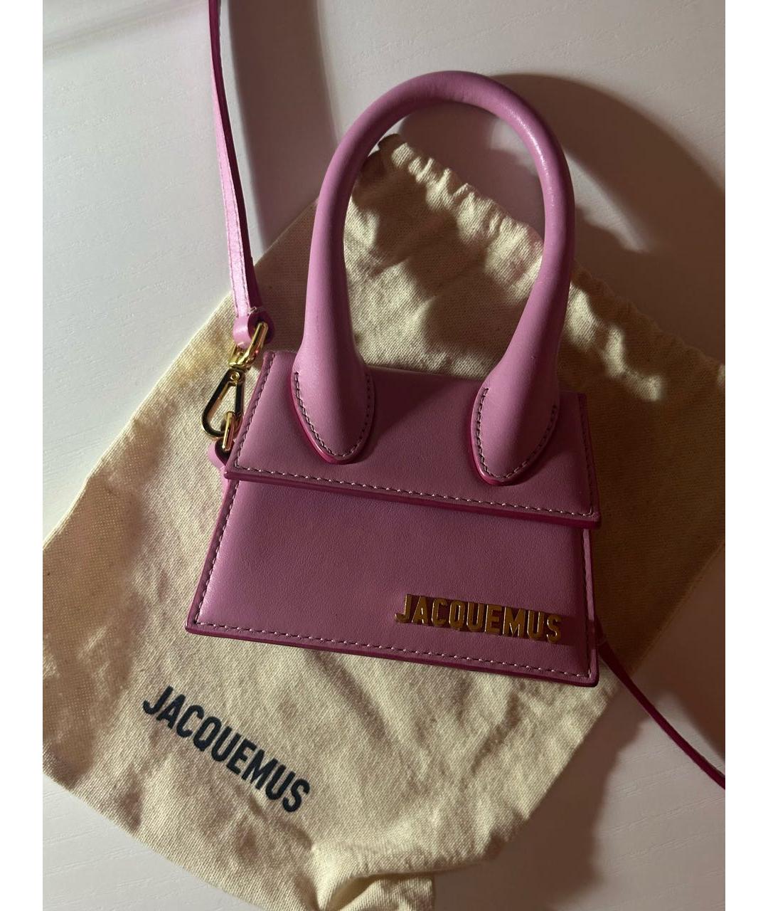 JACQUEMUS Розовая кожаная сумка через плечо, фото 6