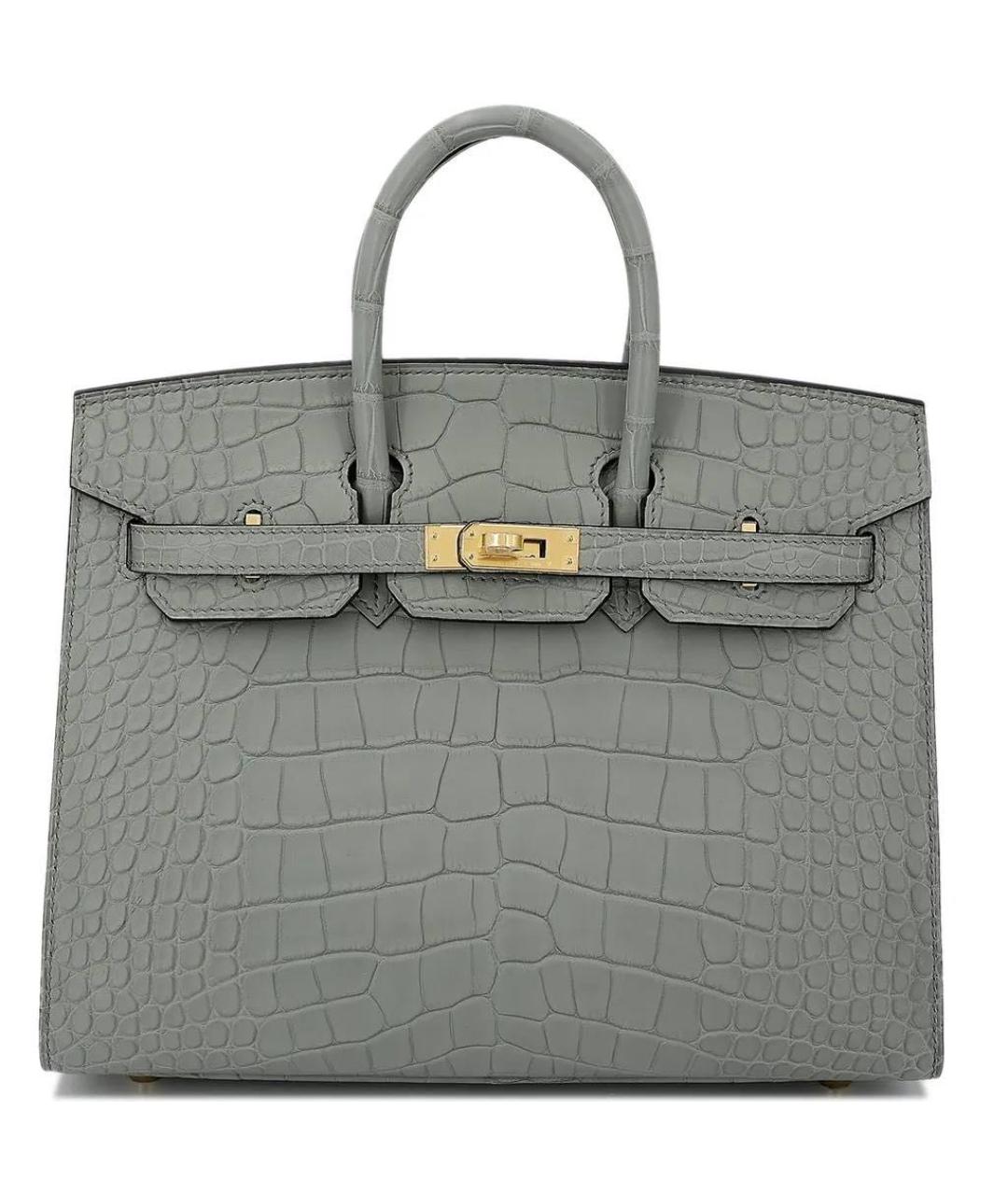 HERMES Серая кожаная сумка с короткими ручками, фото 1