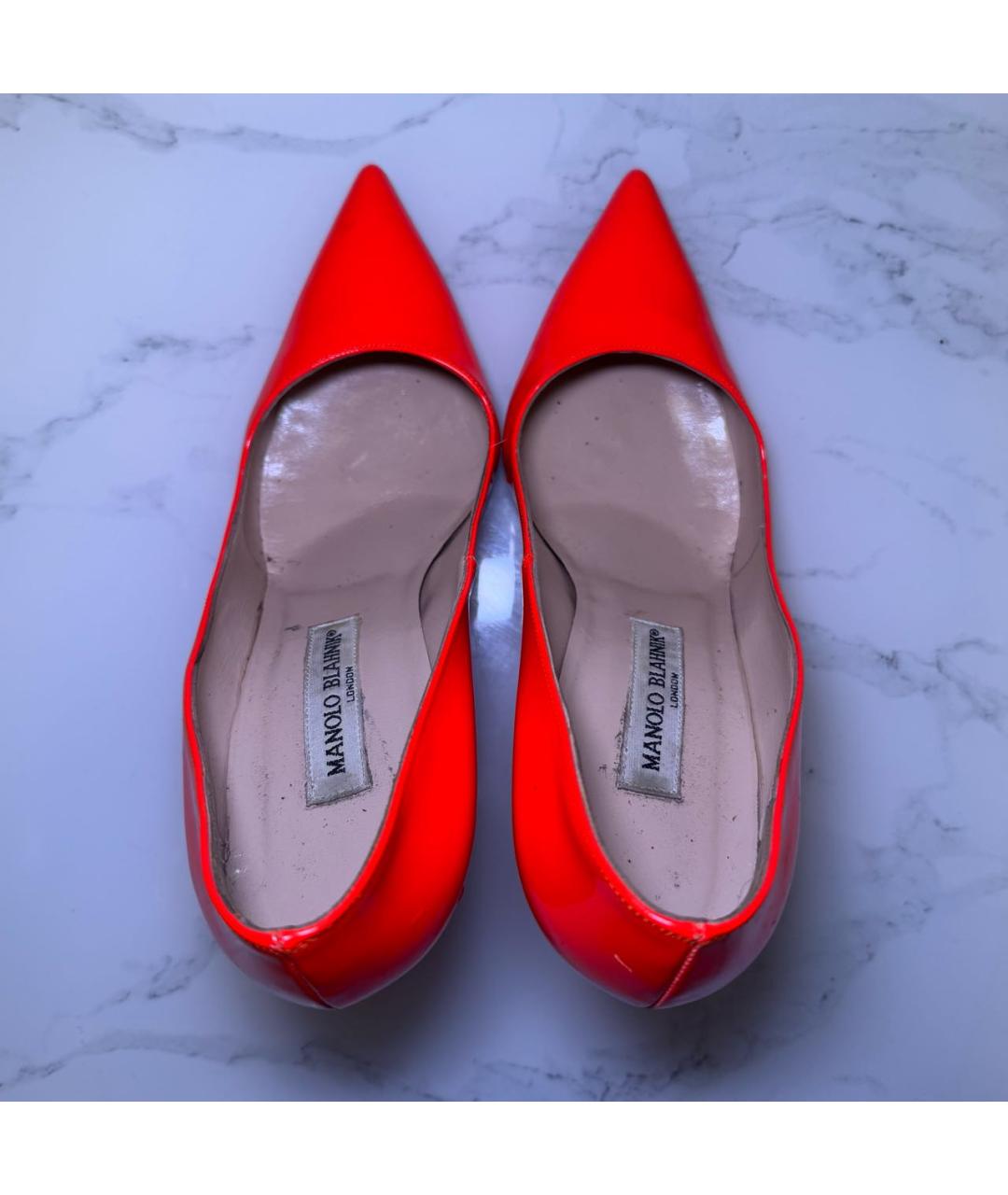 MANOLO BLAHNIK Красные туфли из лакированной кожи, фото 3