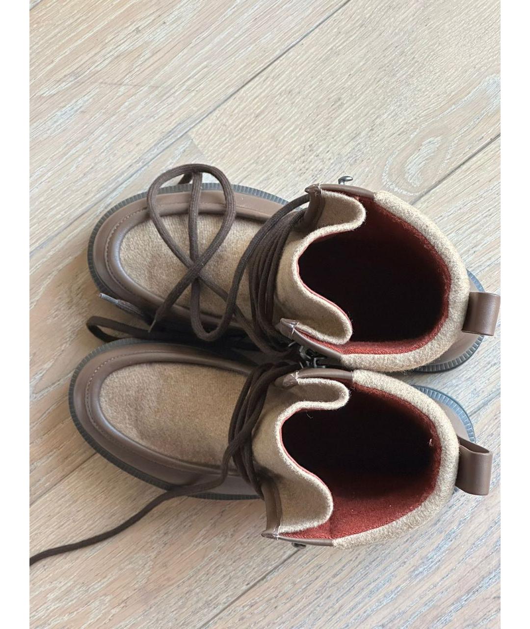 LORO PIANA Коричневые кожаные ботинки, фото 3