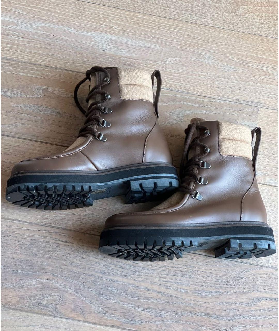 LORO PIANA Коричневые кожаные ботинки, фото 4