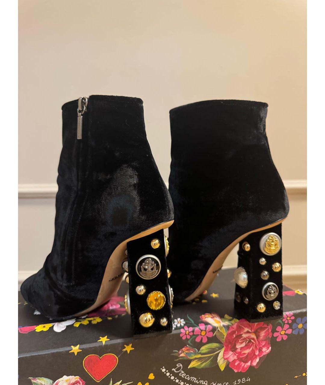 DOLCE&GABBANA Черные бархатные ботильоны, фото 2