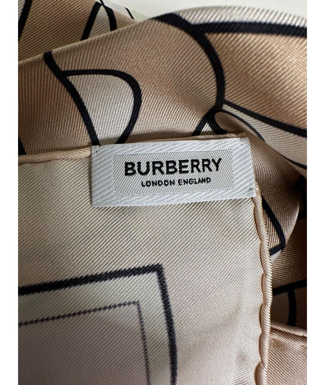 BURBERRY Бежевый шелковый платок, фото 3