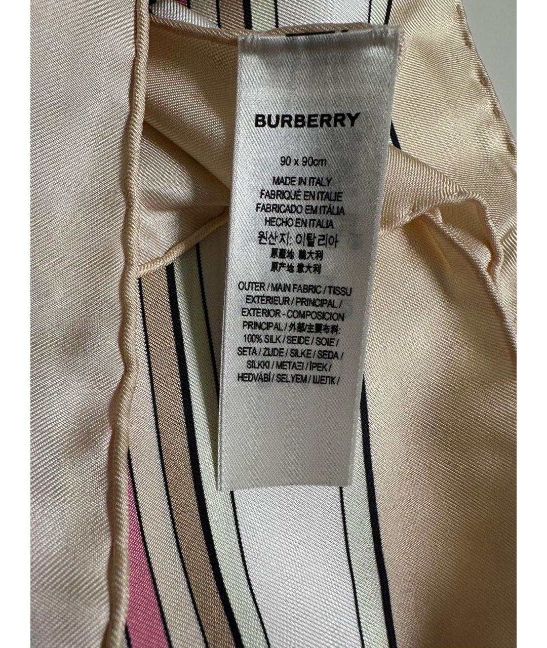 BURBERRY Бежевый шелковый платок, фото 7