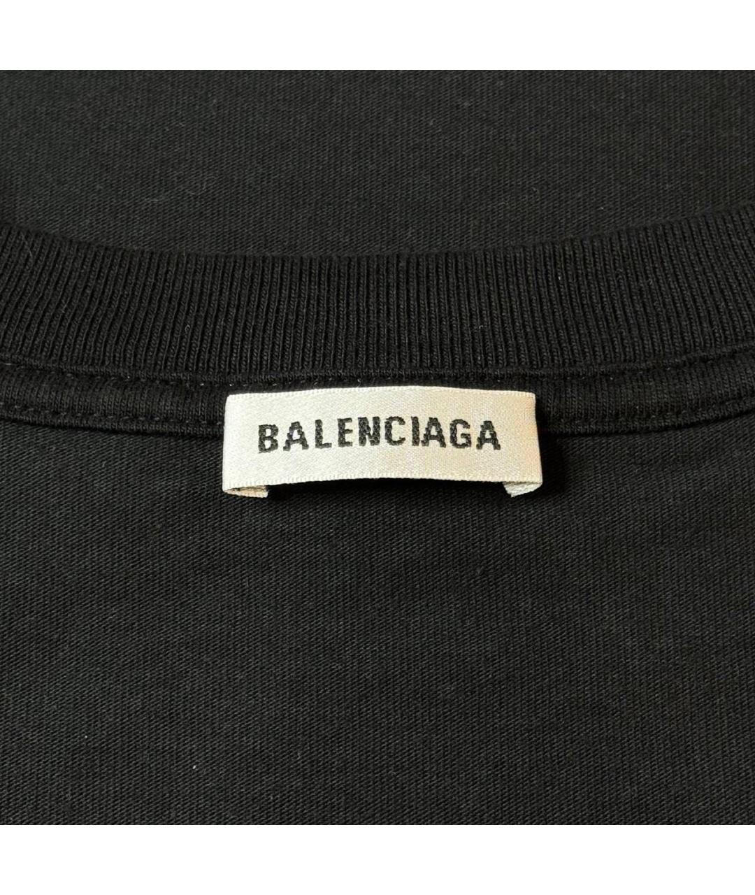 BALENCIAGA Черная хлопковая футболка, фото 5