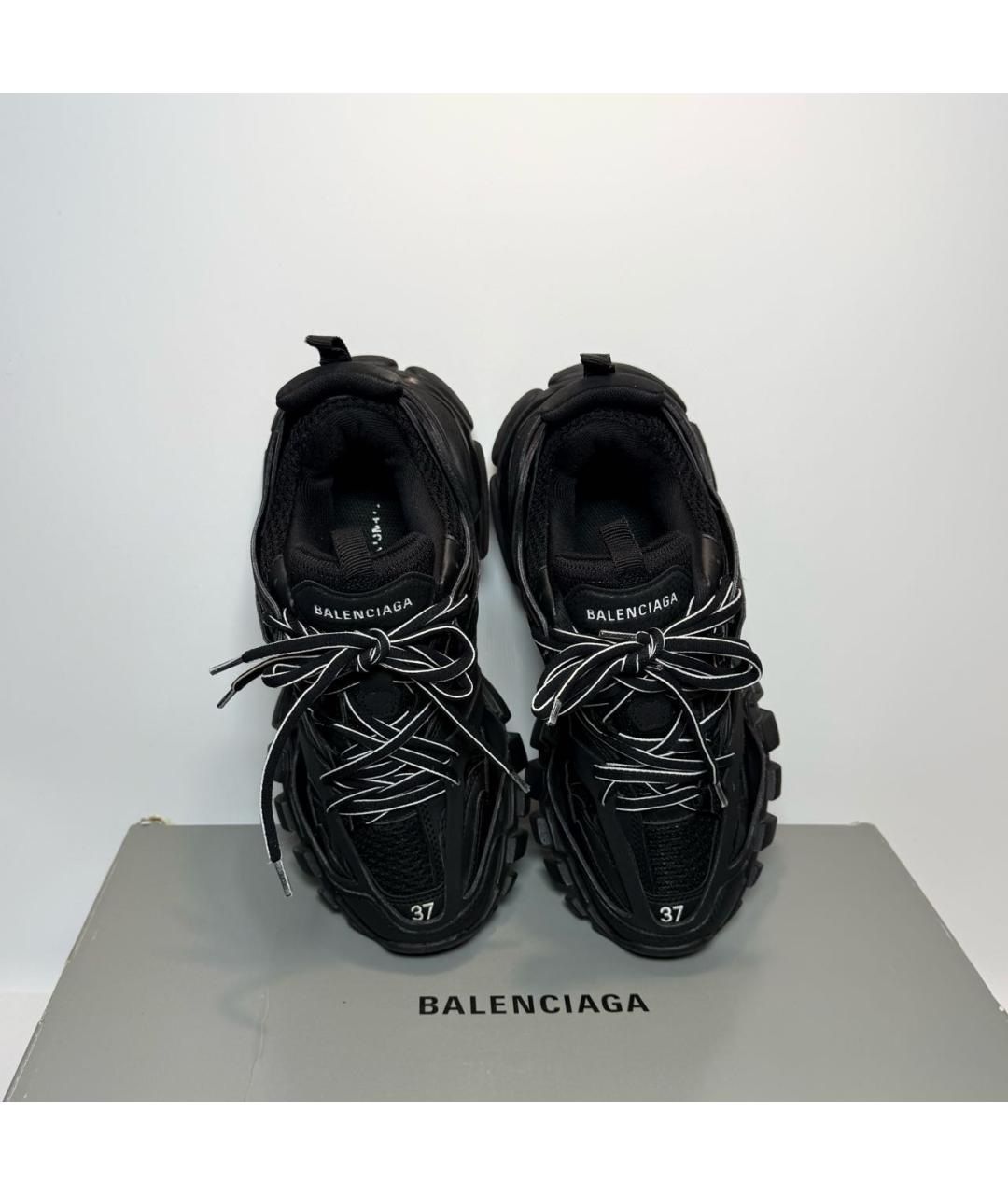 BALENCIAGA Черные кожаные кроссовки, фото 3