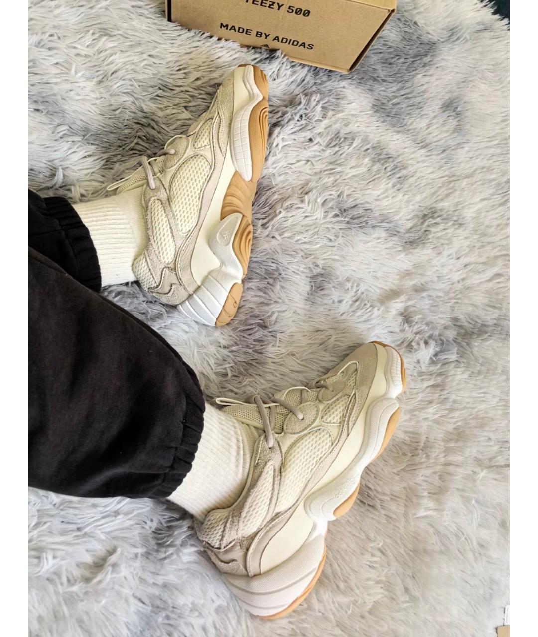 ADIDAS YEEZY Бежевые замшевые кроссовки, фото 4