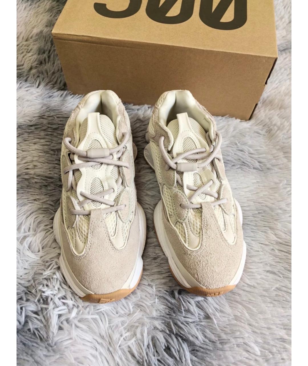 ADIDAS YEEZY Бежевые замшевые кроссовки, фото 3