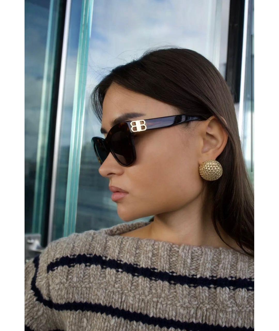 BALENCIAGA Коричневые пластиковые солнцезащитные очки, фото 4