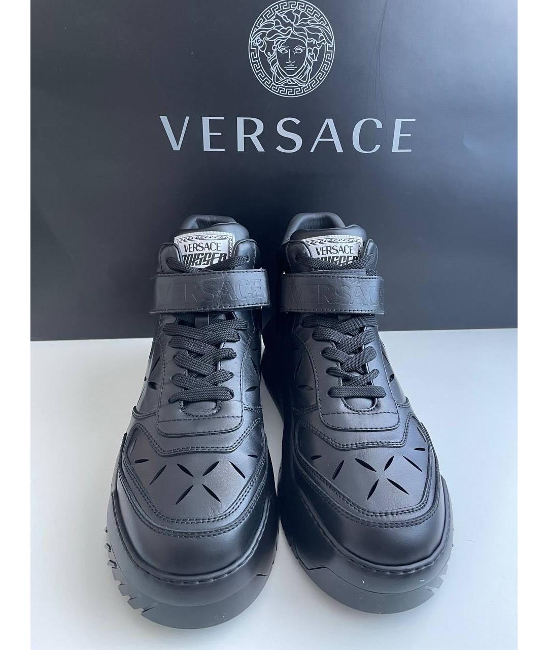 VERSACE Черные кожаные низкие ботинки, фото 2