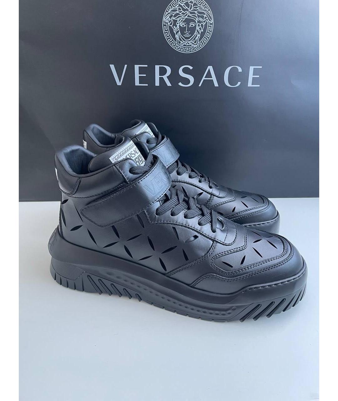 VERSACE Черные кожаные низкие ботинки, фото 8