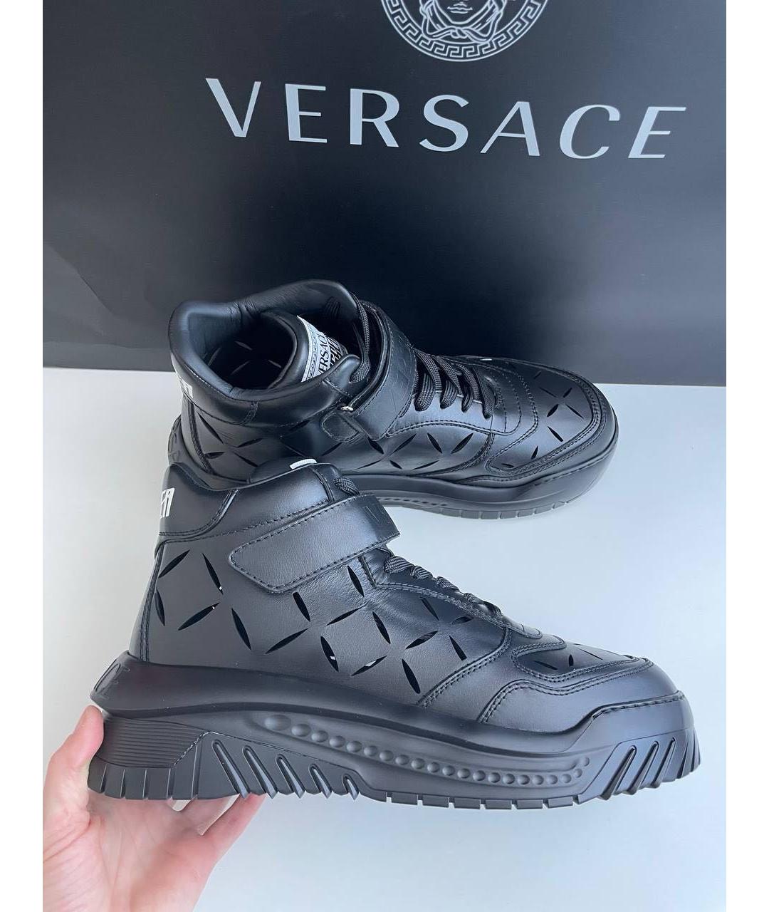 VERSACE Черные кожаные низкие ботинки, фото 5