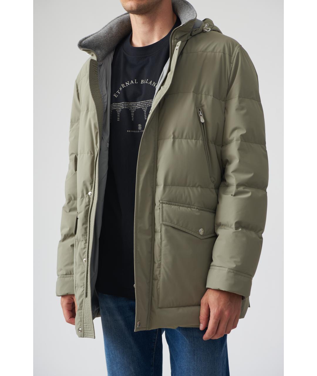 BRUNELLO CUCINELLI Хаки полиамидовая куртка, фото 4