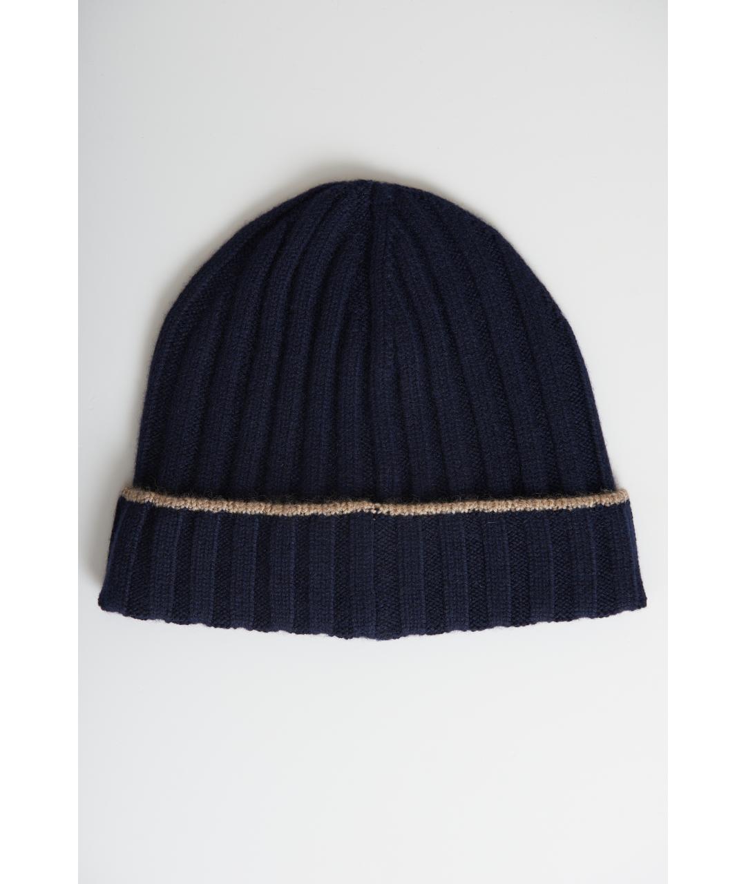 BRUNELLO CUCINELLI Темно-синяя кашемировая шапка, фото 2