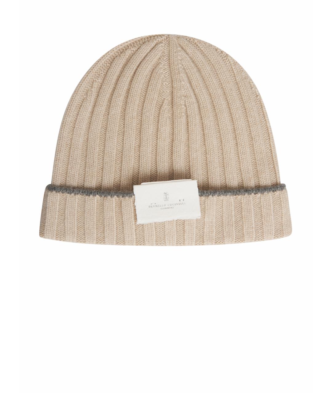 BRUNELLO CUCINELLI Бежевая кашемировая шапка, фото 1