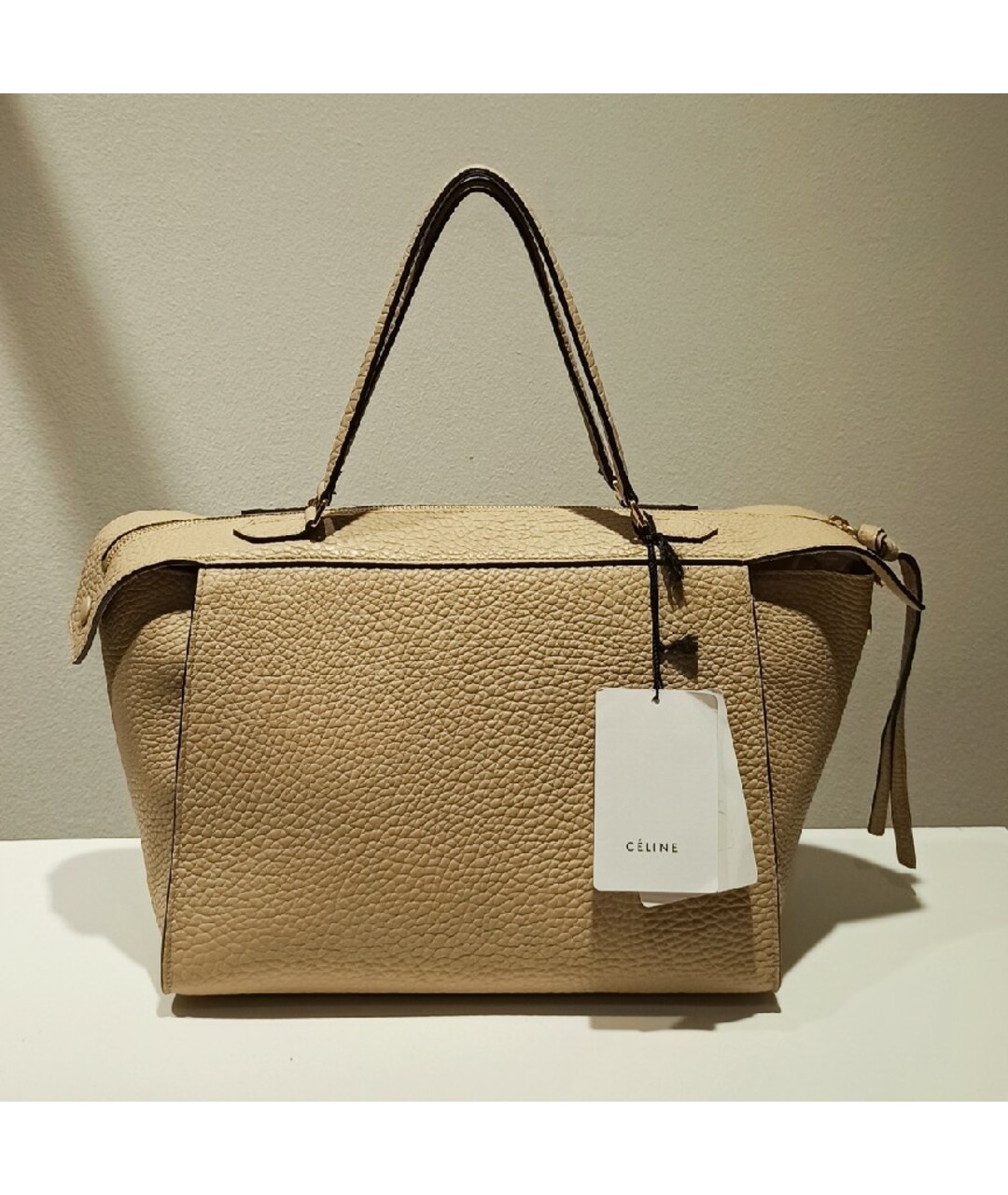 CELINE Бежевая кожаная сумка тоут, фото 2