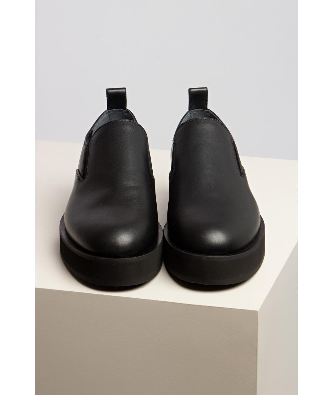 JIL SANDER Черные кожаные слипоны, фото 3