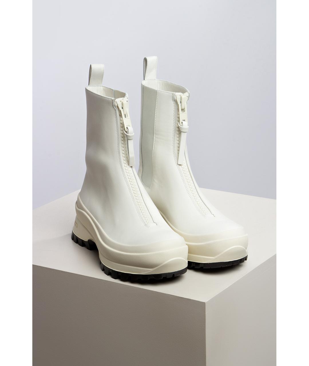 JIL SANDER Белые кожаные ботинки, фото 2