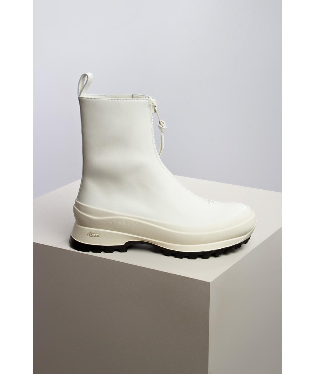 JIL SANDER Белые кожаные ботинки, фото 5
