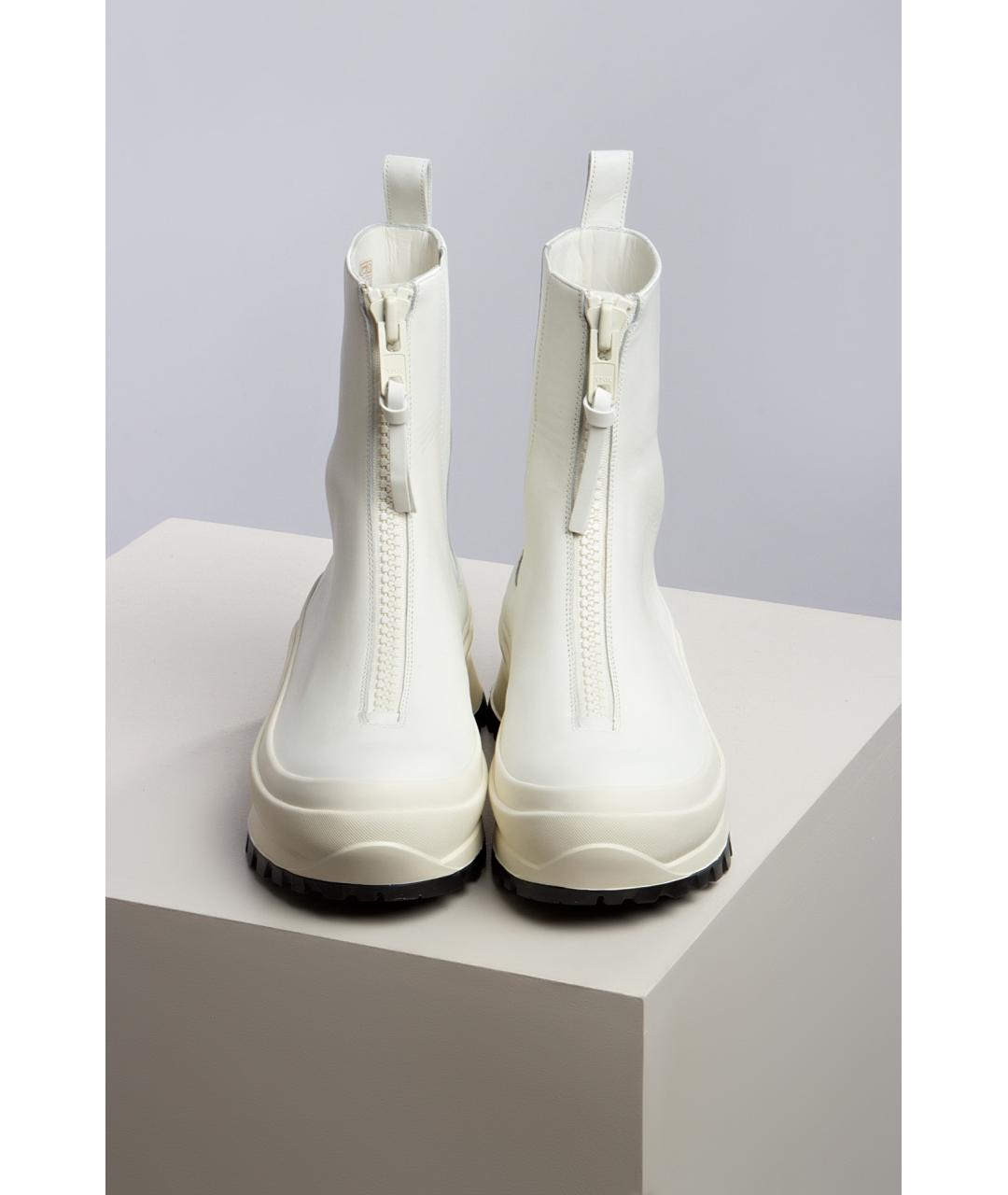 JIL SANDER Белые кожаные ботинки, фото 3