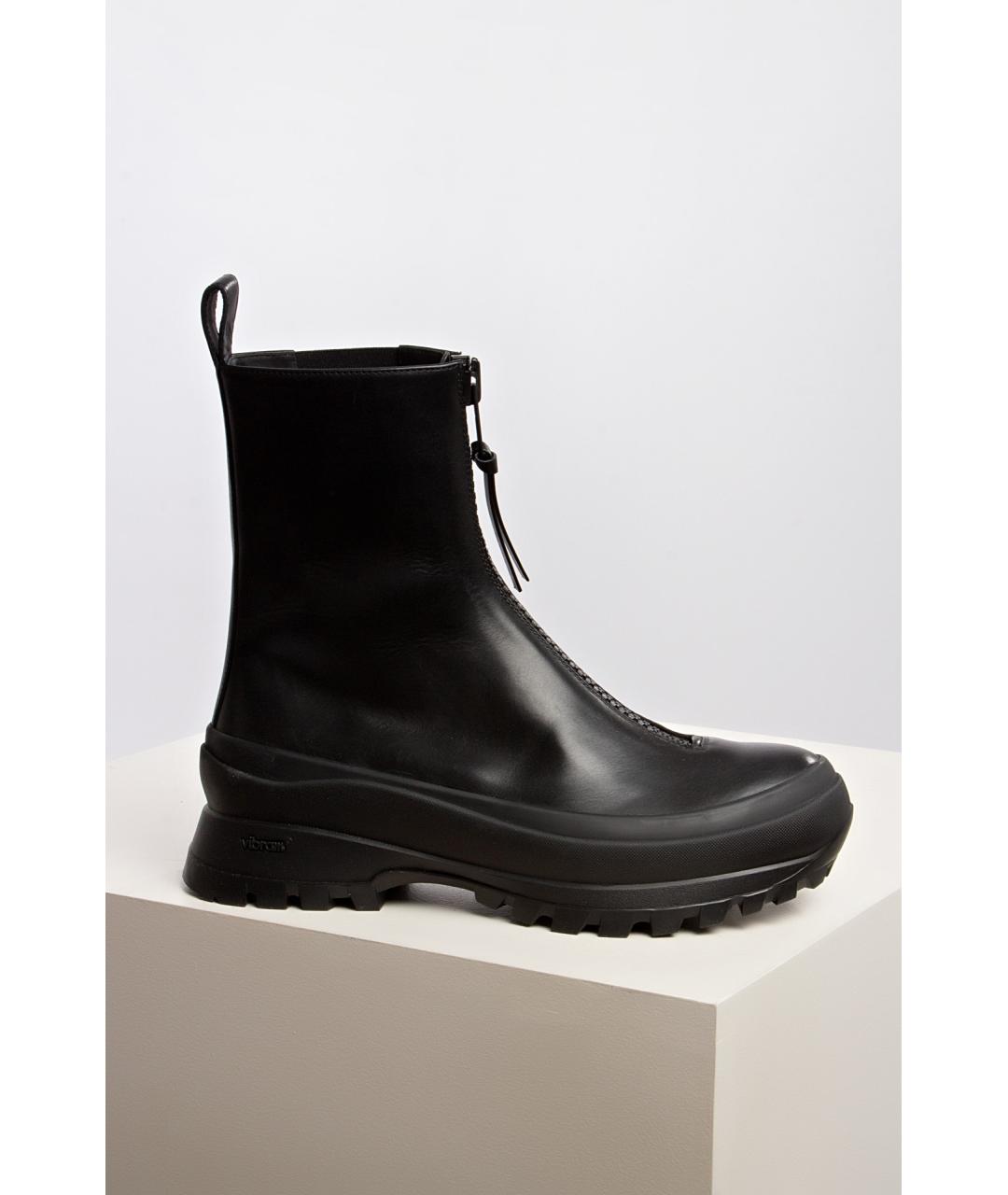 JIL SANDER Черные кожаные ботинки, фото 5