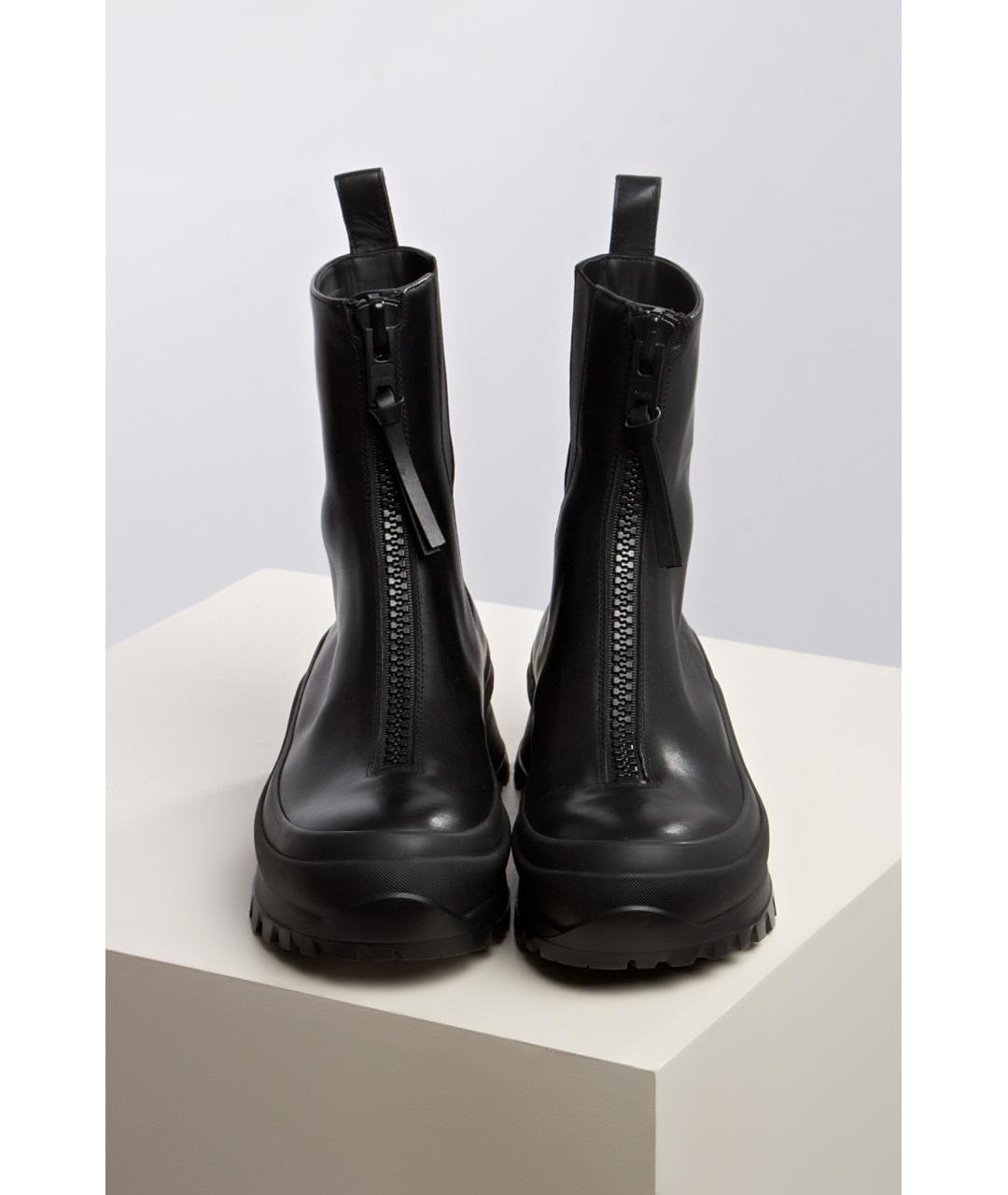 JIL SANDER Черные кожаные ботинки, фото 3