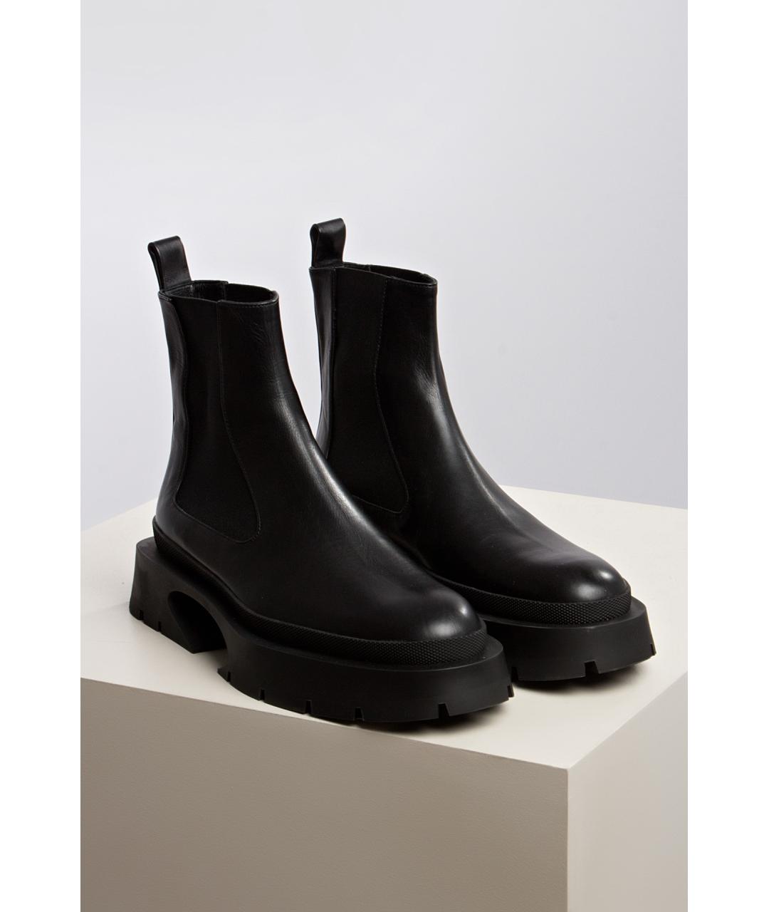 JIL SANDER Черные кожаные ботинки, фото 2