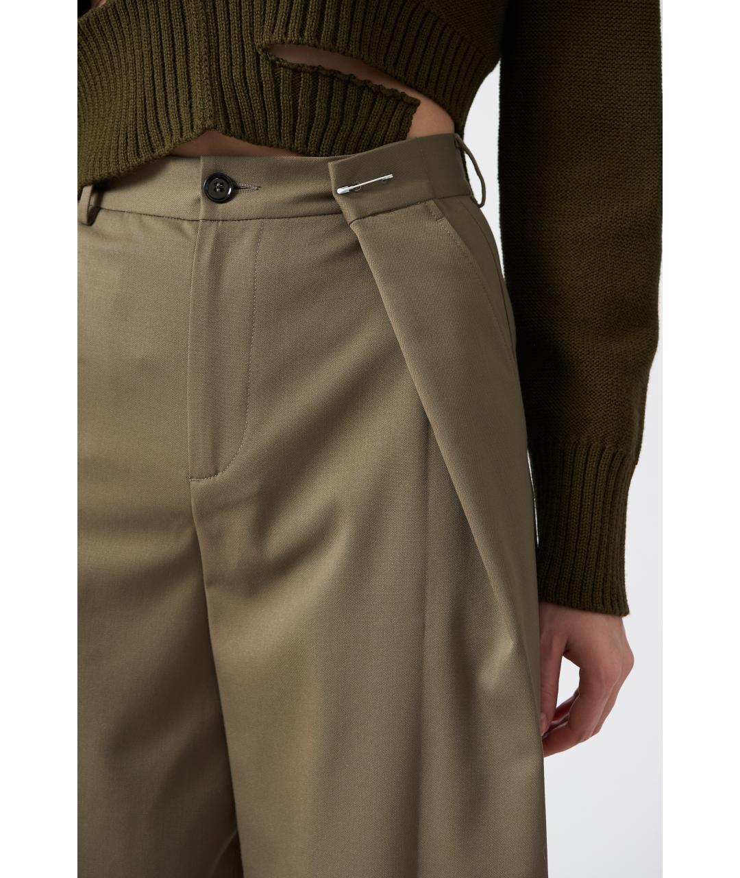 MM6 MAISON MARGIELA Хаки полиэстеровые прямые брюки, фото 3