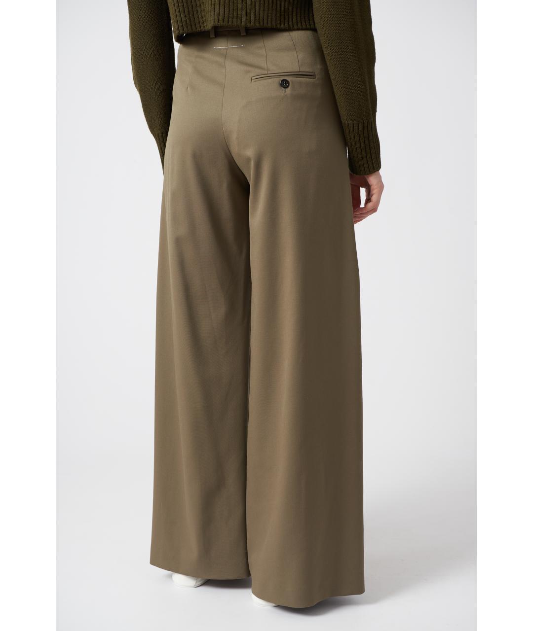 MM6 MAISON MARGIELA Хаки полиэстеровые прямые брюки, фото 4