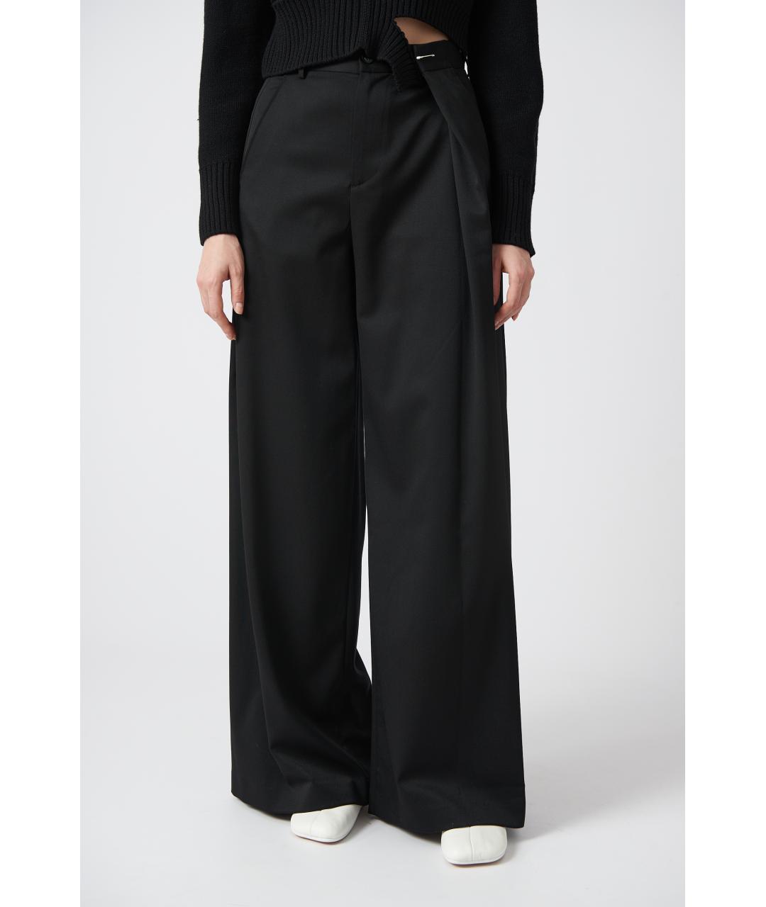 MM6 MAISON MARGIELA Черные полиэстеровые прямые брюки, фото 2