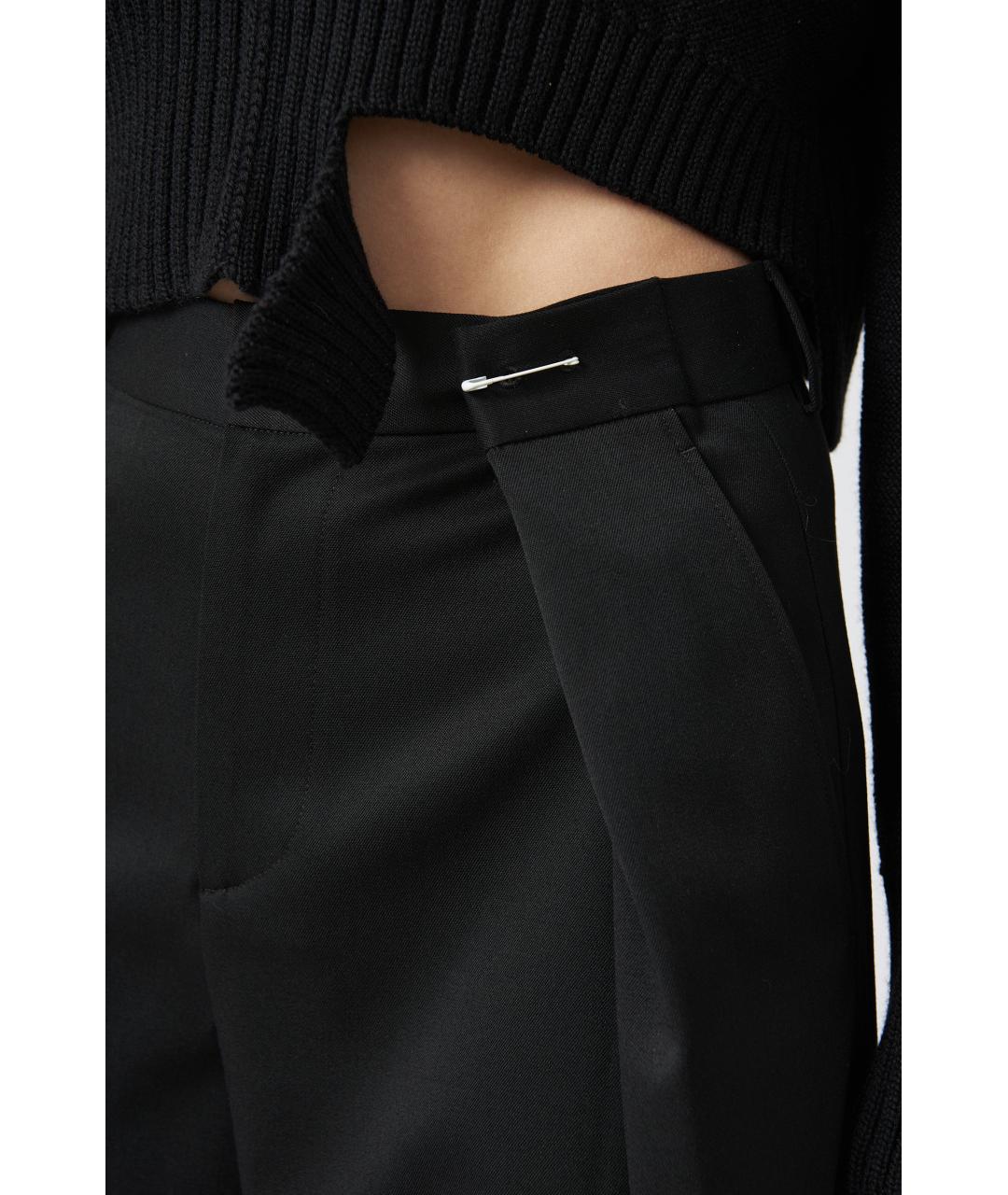 MM6 MAISON MARGIELA Черные полиэстеровые прямые брюки, фото 3