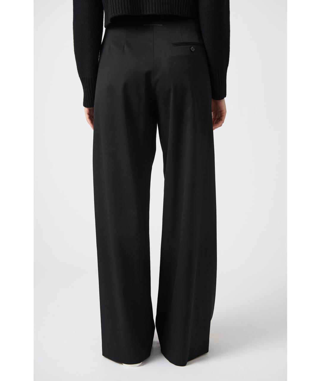MM6 MAISON MARGIELA Черные полиэстеровые прямые брюки, фото 4