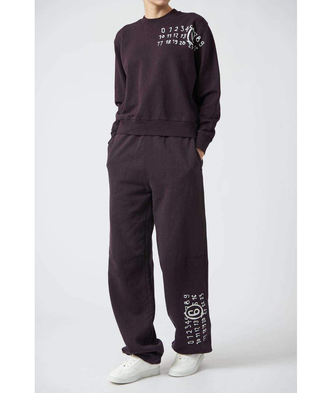 MM6 MAISON MARGIELA Фиолетовые хлопковые прямые брюки, фото 3