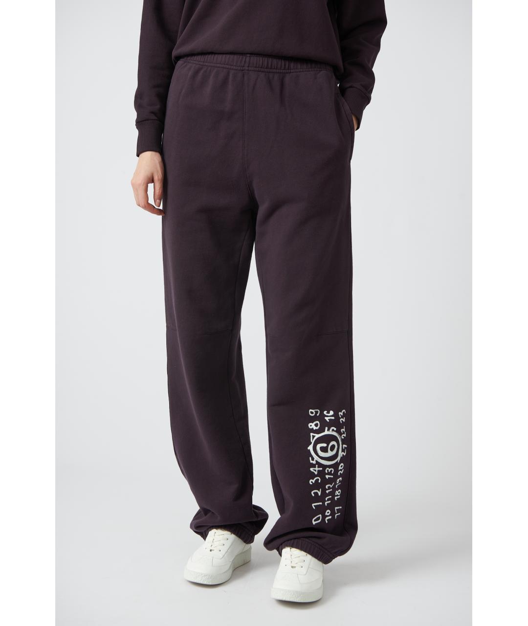 MM6 MAISON MARGIELA Фиолетовые хлопковые прямые брюки, фото 4