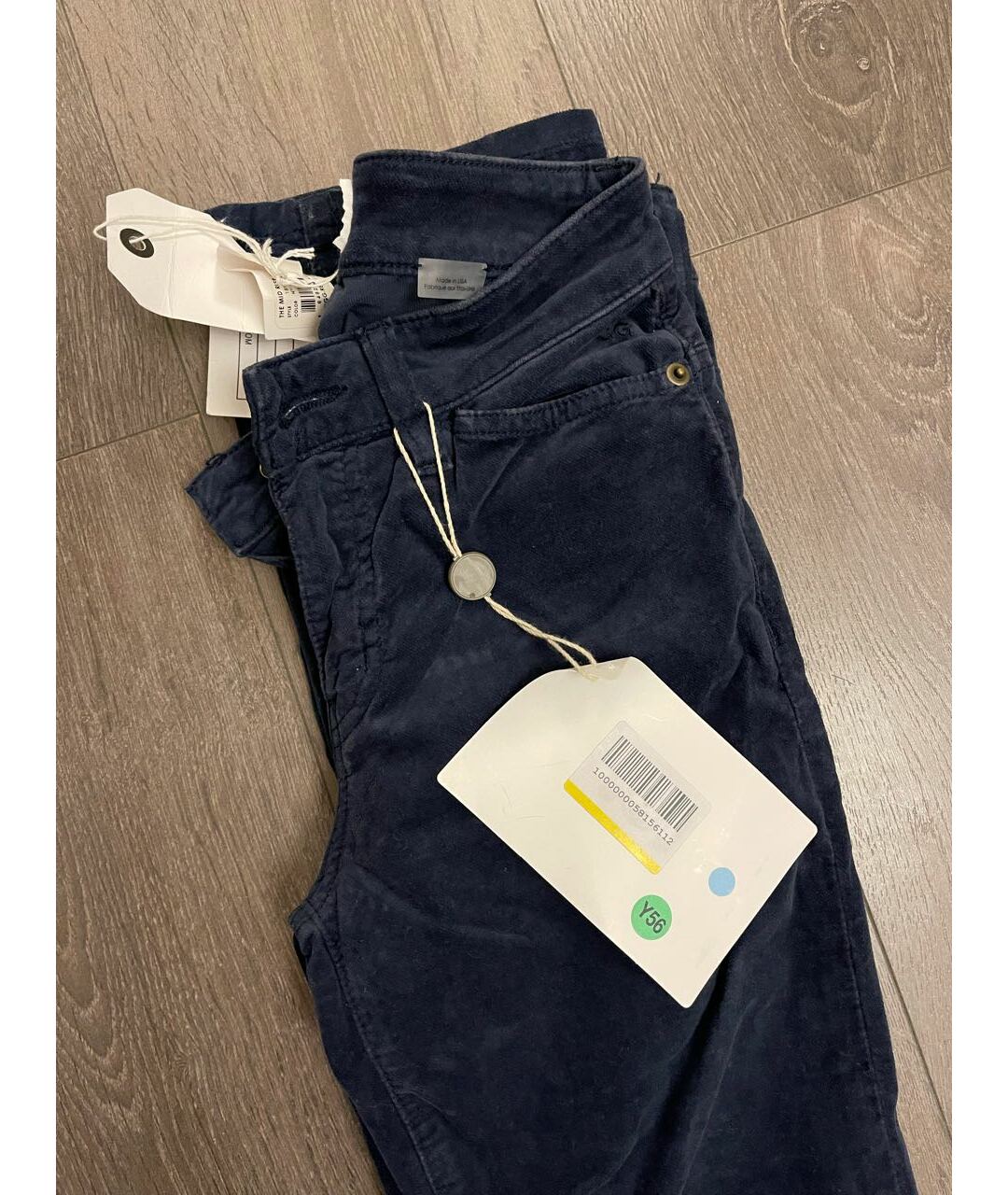 CURRENT/ELLIOTT Синие бархатные брюки узкие, фото 4