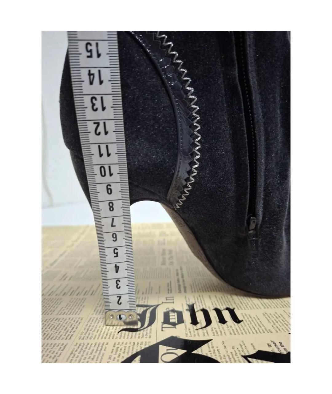 JOHN GALLIANO Антрацитовые текстильные ботильоны, фото 8