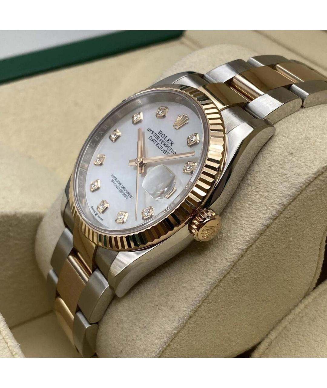 ROLEX Белые часы из розового золота, фото 3