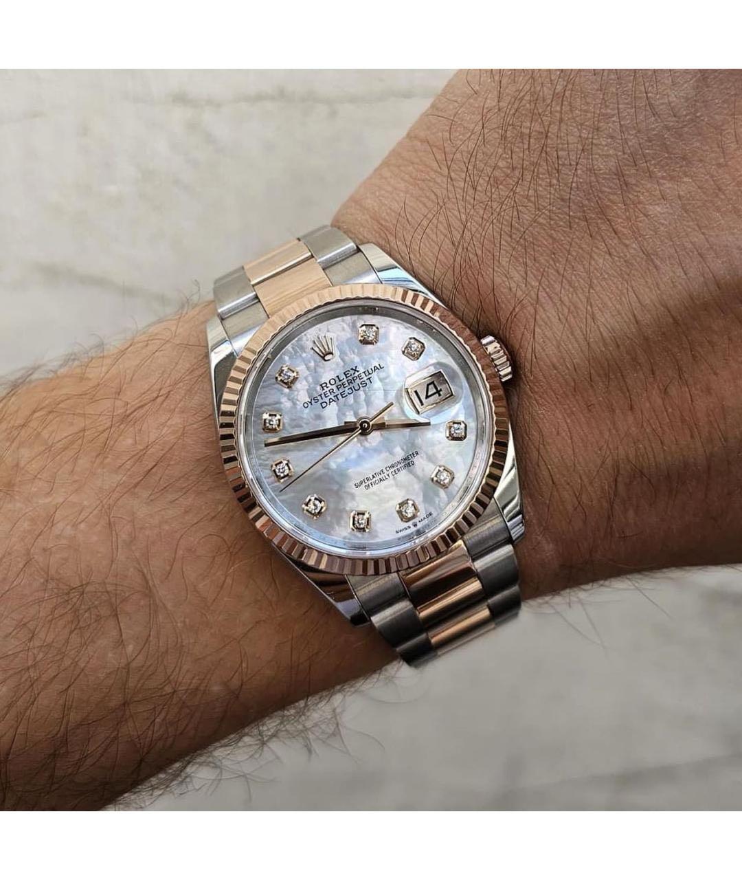 ROLEX Белые часы из розового золота, фото 5