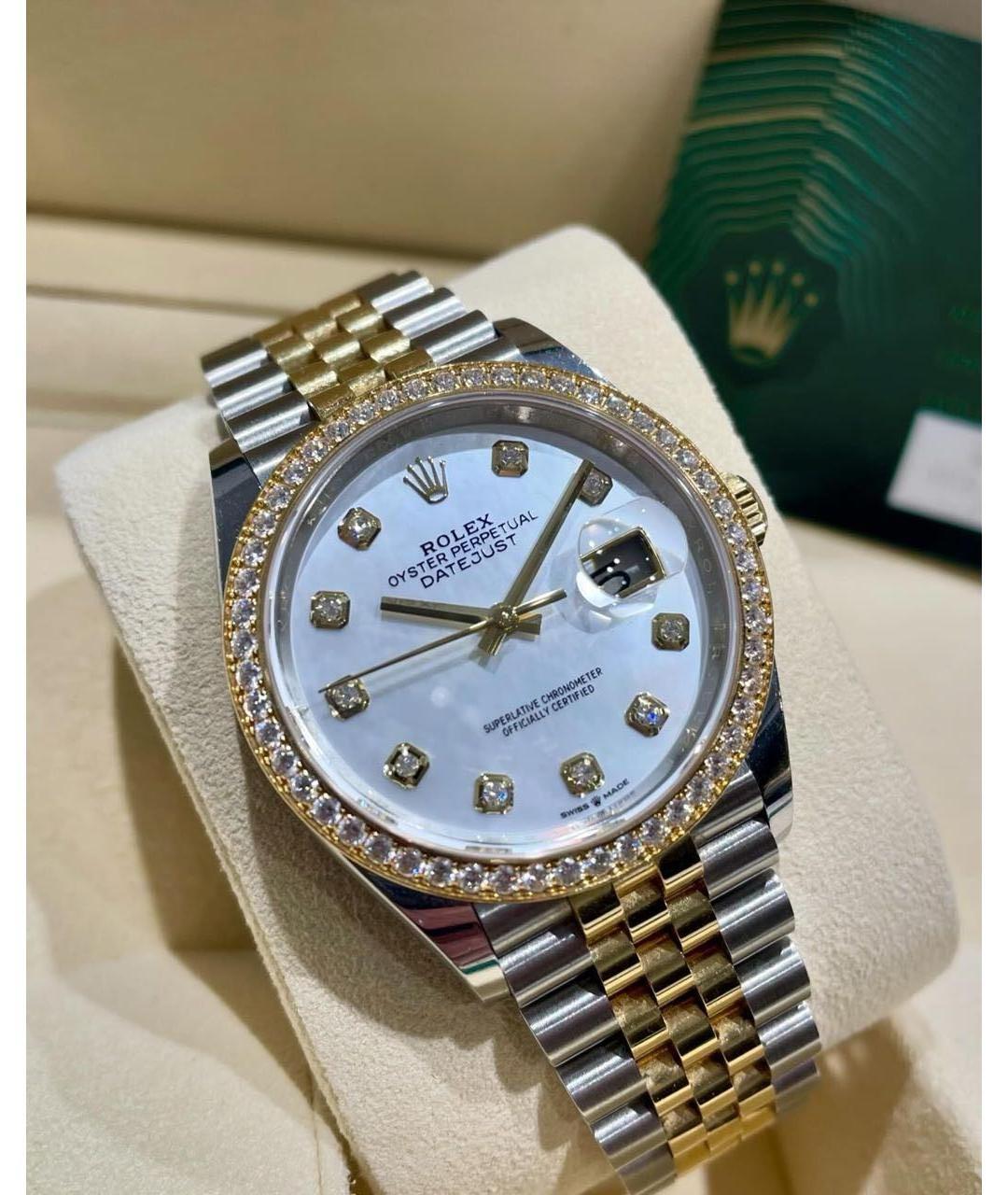 ROLEX Белые часы из золота и стали, фото 2