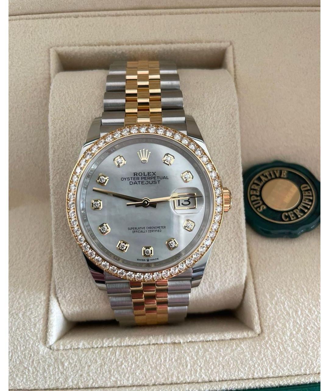 ROLEX Белые часы из золота и стали, фото 4