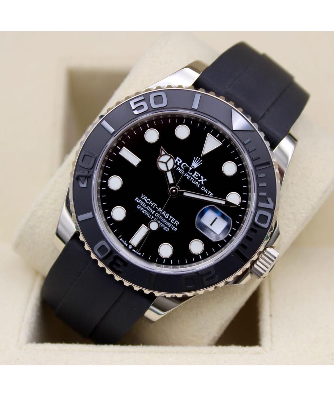 ROLEX Черные часы из белого золота, фото 4