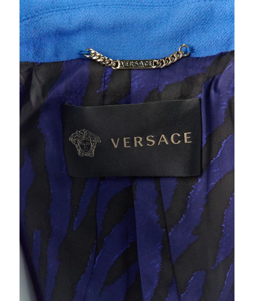 VERSACE Синее шерстяное пальто, фото 3