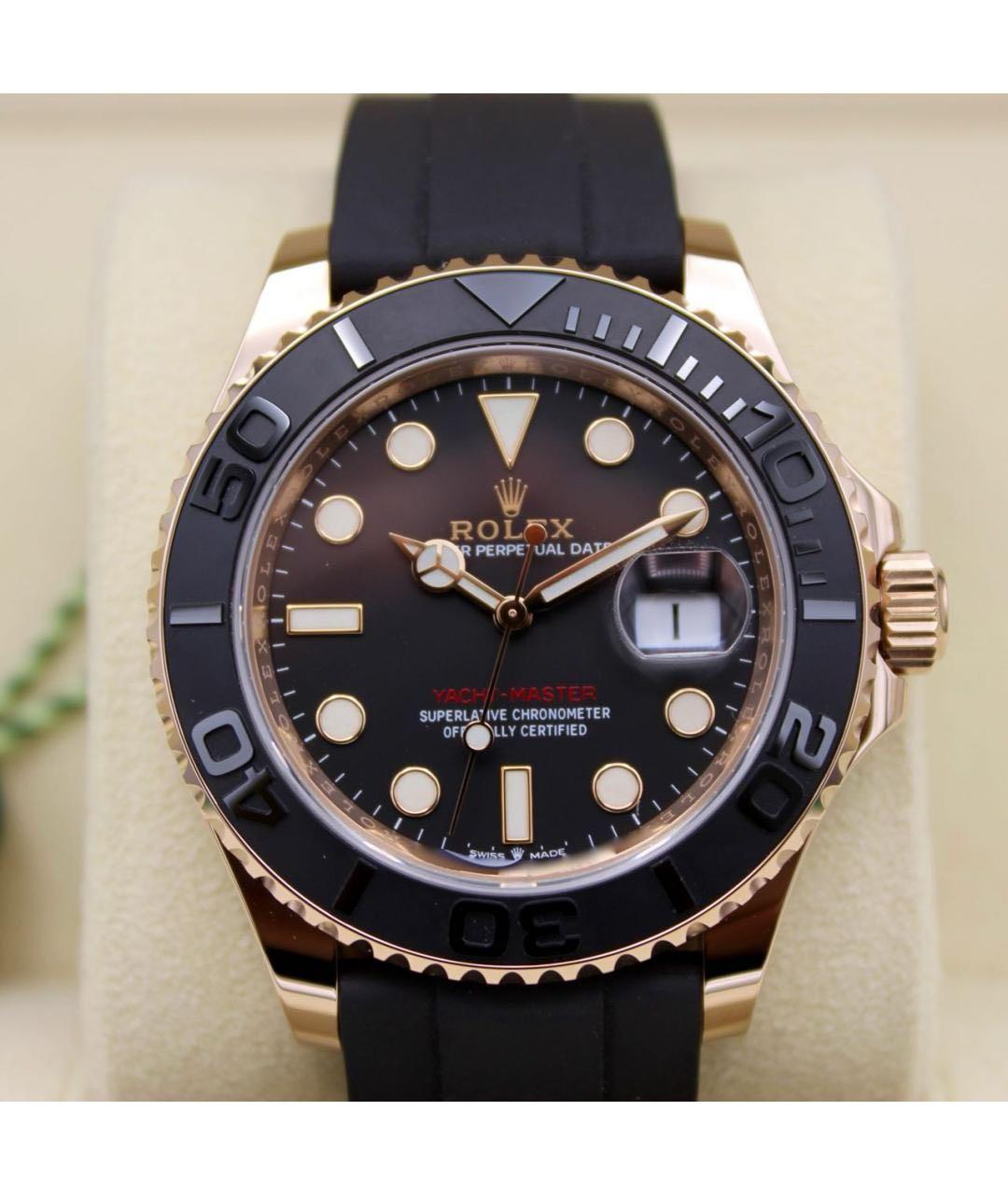 ROLEX Черные часы из розового золота, фото 3