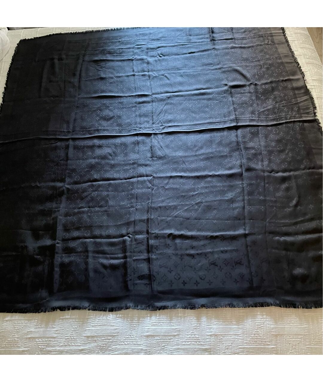 LOUIS VUITTON PRE-OWNED Черный шелковый шарф, фото 2