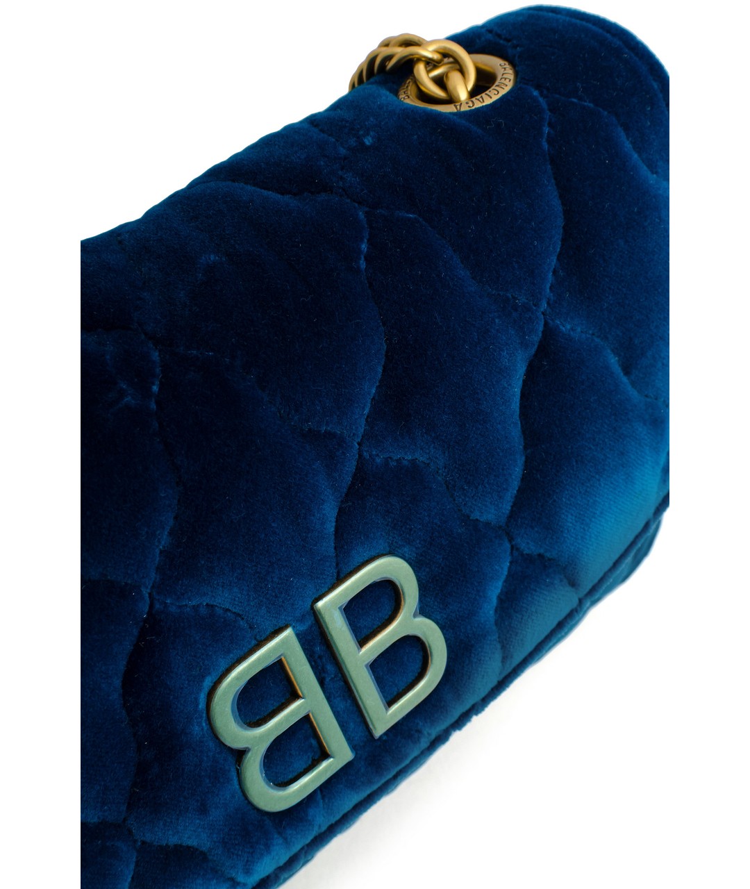 BALENCIAGA Синяя бархатная сумка тоут, фото 3