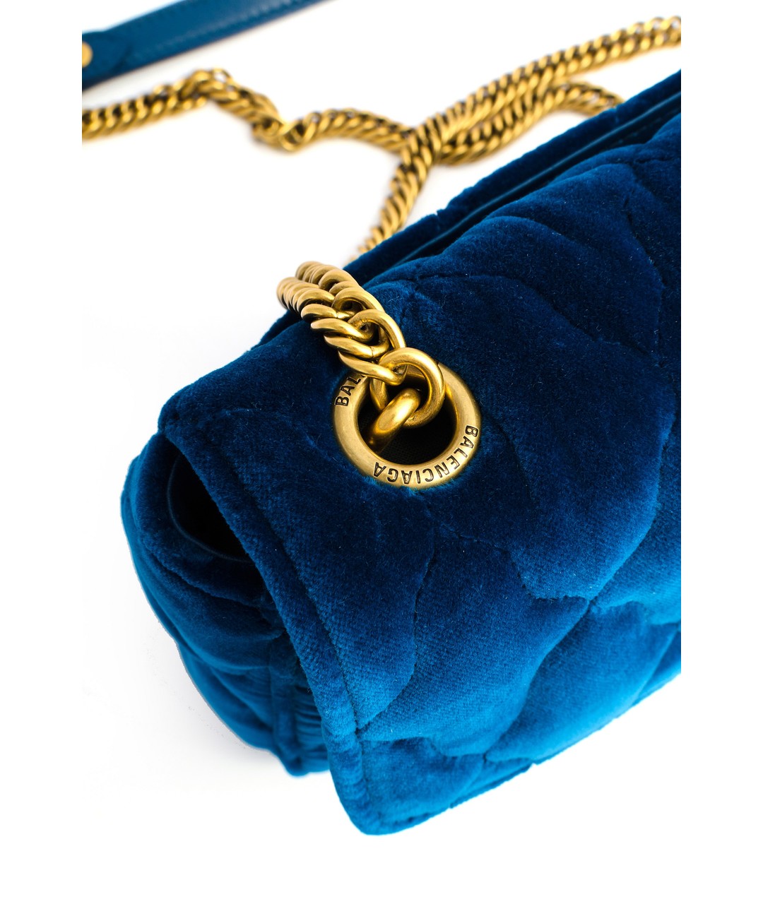 BALENCIAGA Синяя бархатная сумка тоут, фото 4