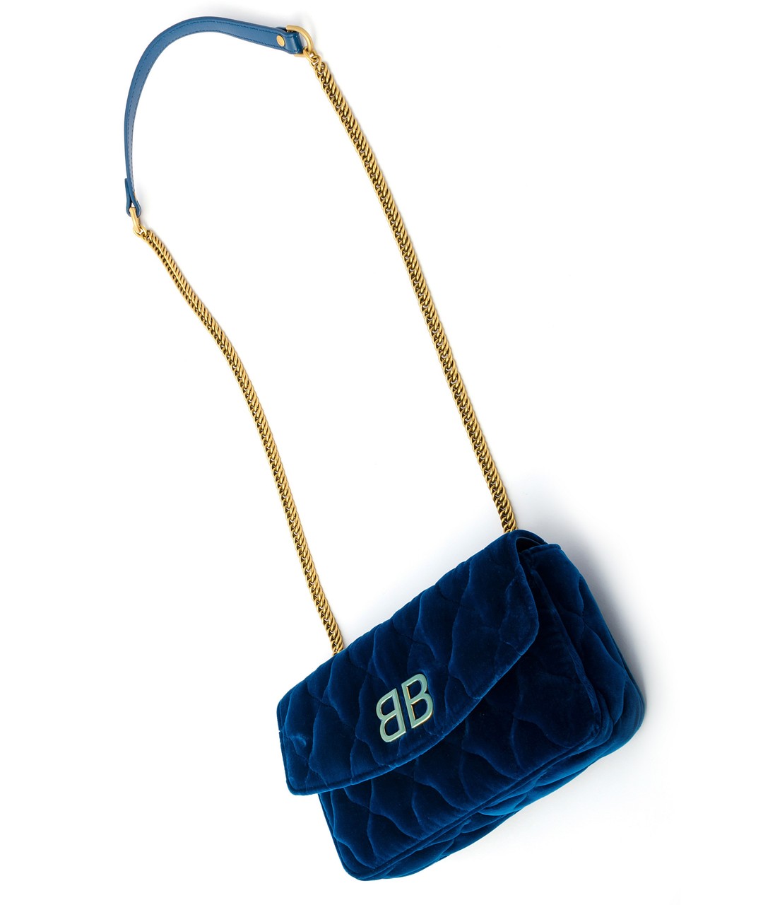 BALENCIAGA Синяя бархатная сумка тоут, фото 6