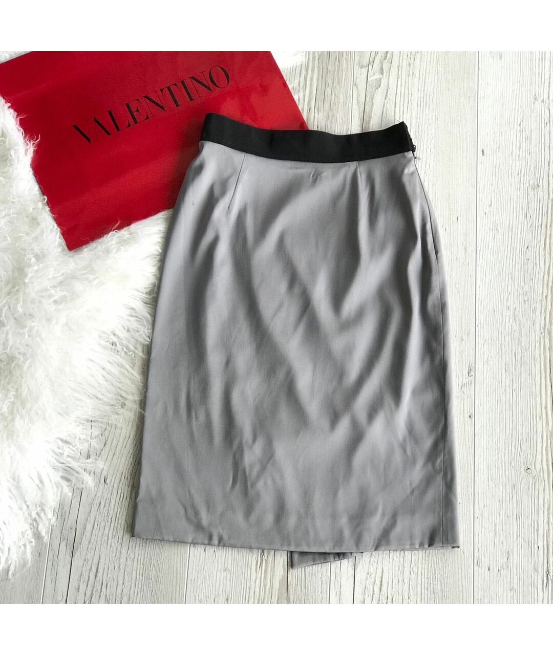 VALENTINO Серая шелковая юбка миди, фото 8