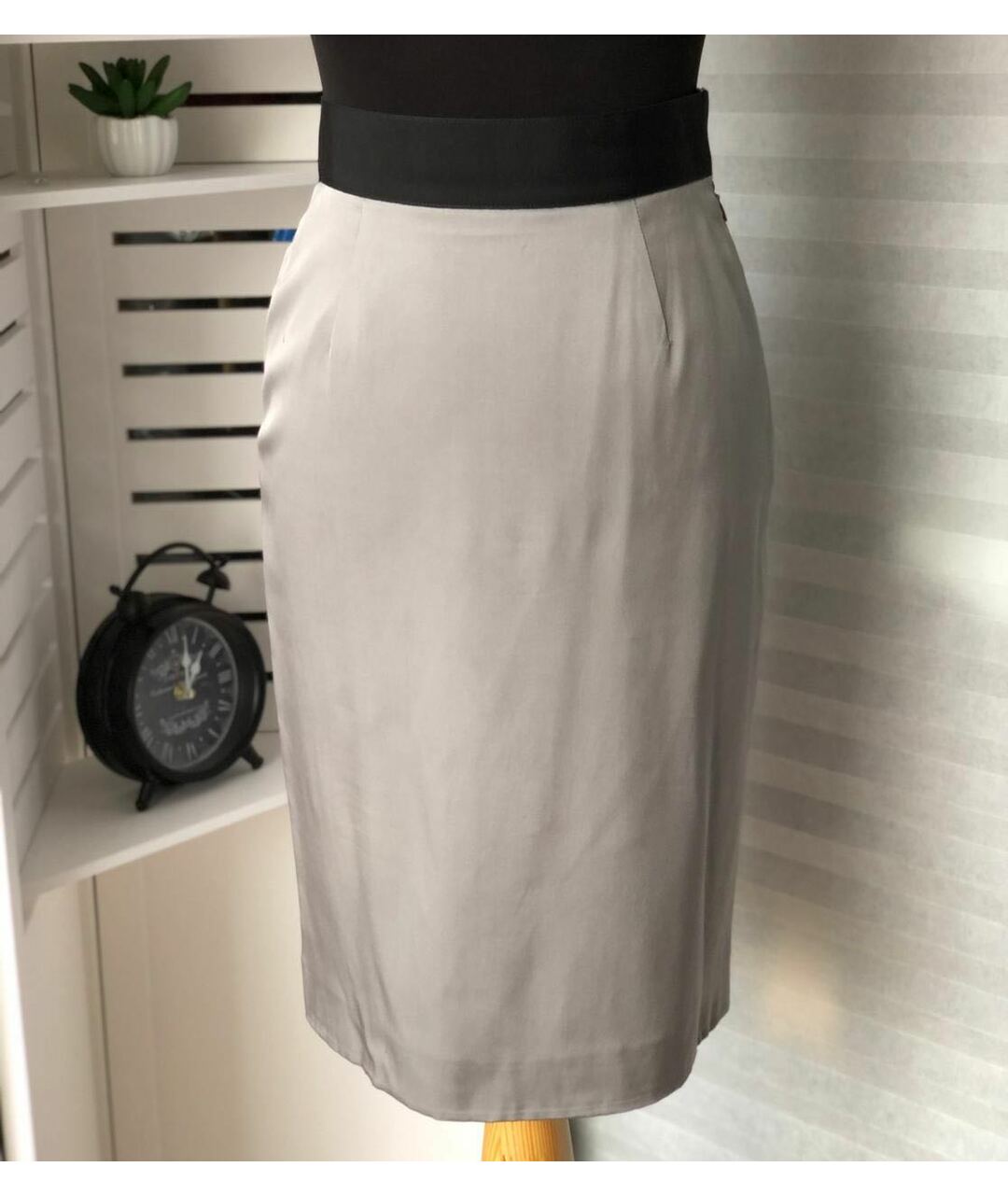 VALENTINO Серая шелковая юбка миди, фото 2